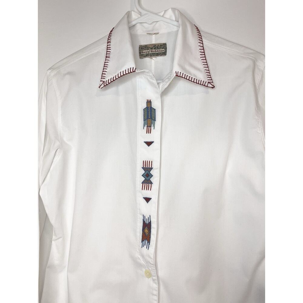 VTG Royal Robbins Shirt Women’s Button Up Aztec Print Embroidered Western